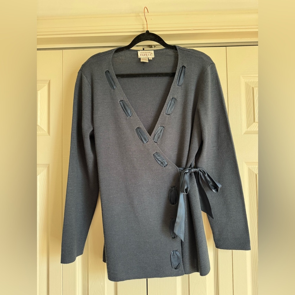 Vintage Adrianna Papell Wrap Cardigan Sweater Size Large